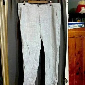 BAIRD MCNUTT MURANO MENS SIZE 38”x 30” 100% LINEN GRAY  DRESS PANTS  CLEAN
